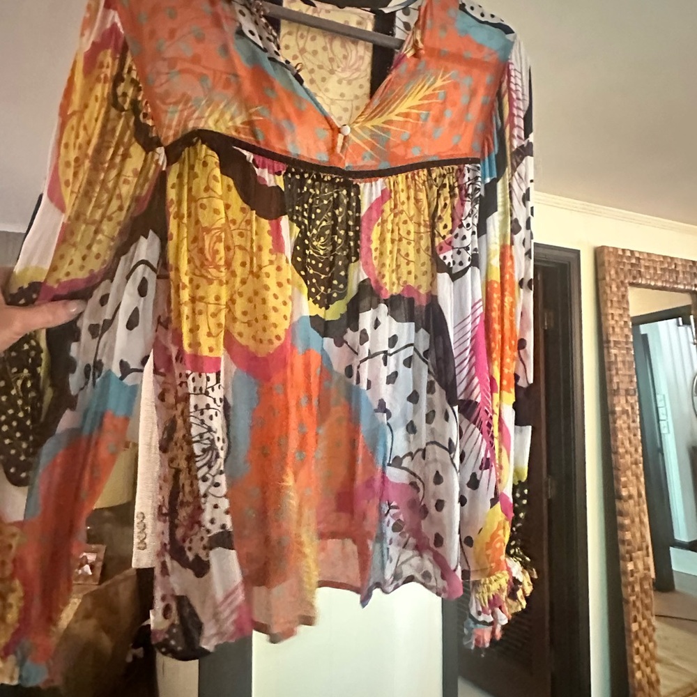 Anthropologie Orange and Pink Camisole Top